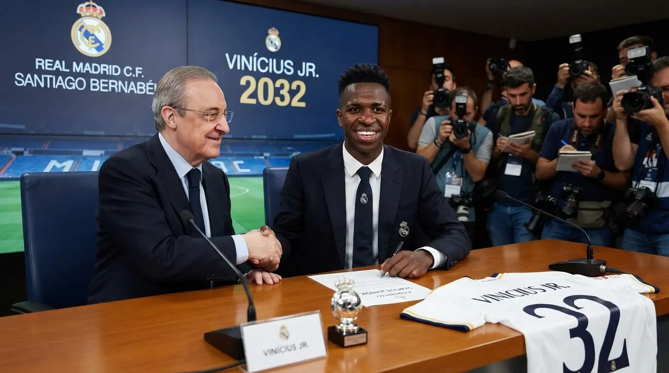Resmi: Real Madrid, 26 yaşındaki Vinicius Jr. ile sözleşmesini yeniledi, yeni anlaşma 2032'ye kadar sürecek